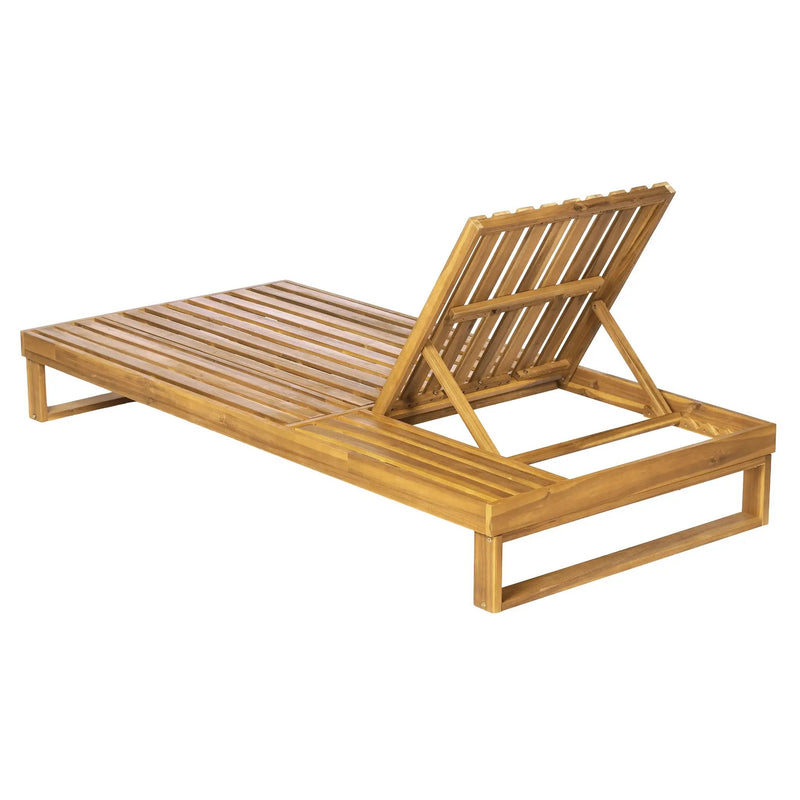 Acacia Wood Chaise Lounge Teak Finish with Adjustable Recliner by HouseOfZazla