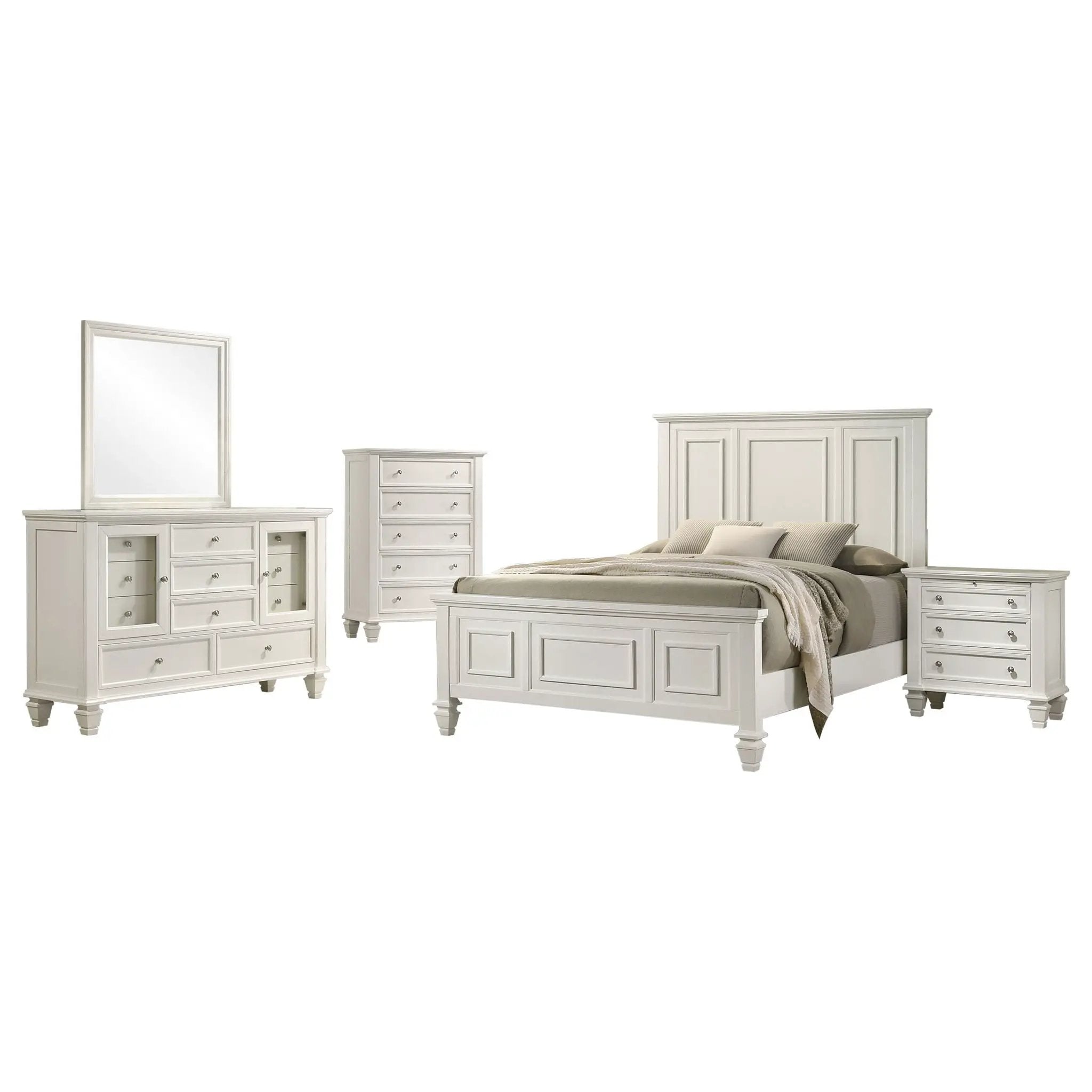 Sandy Beach 5-piece California King Bedroom Set Cream White by Unique Piece Furniture