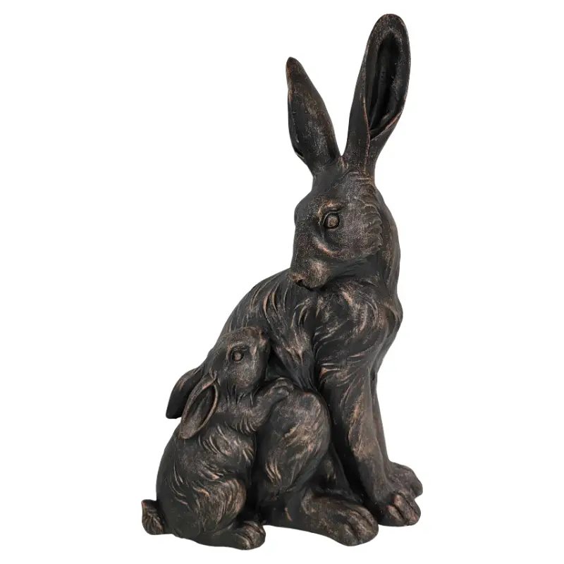 21'' Tall Mother Hare & Baby Cuddling Garden Statue by HouseOfZazla