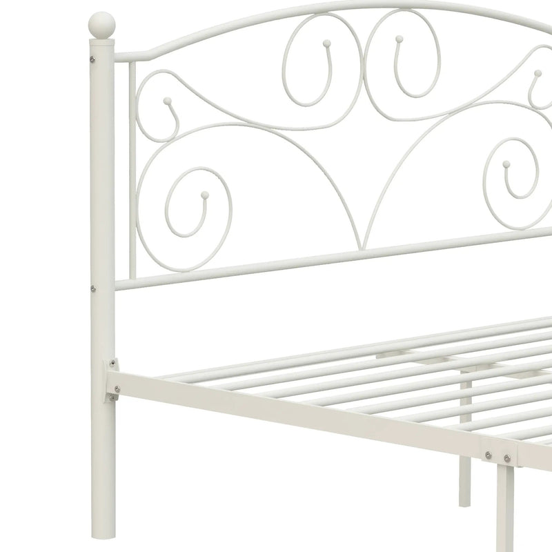 Full Size Unique Flower Sturdy System Metal Bed Frame with Headboard by HouseOfZazla