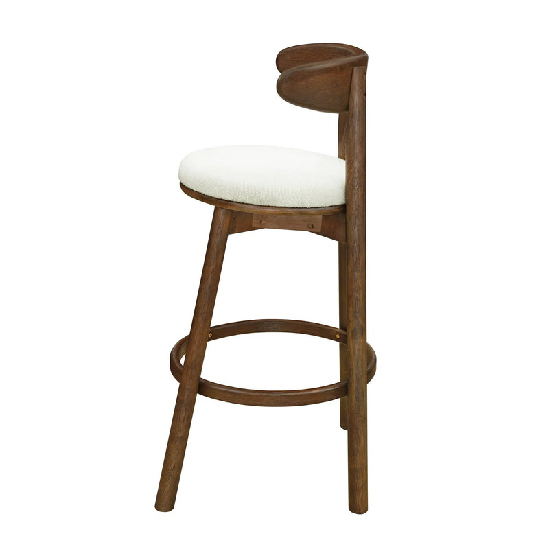 Round Cushion Bar Stools (Walnut + Beige) by HouseOfZazla