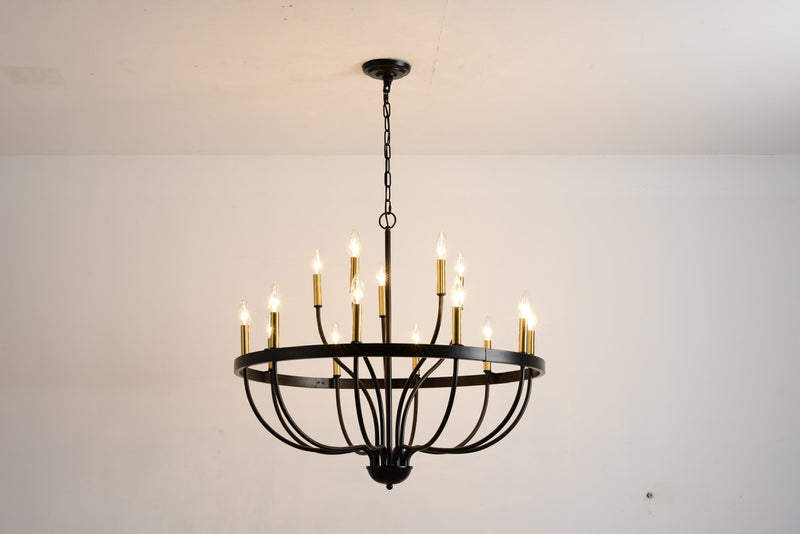 18-Light Industrial Iron Candle Chandelier by HouseOfZazla