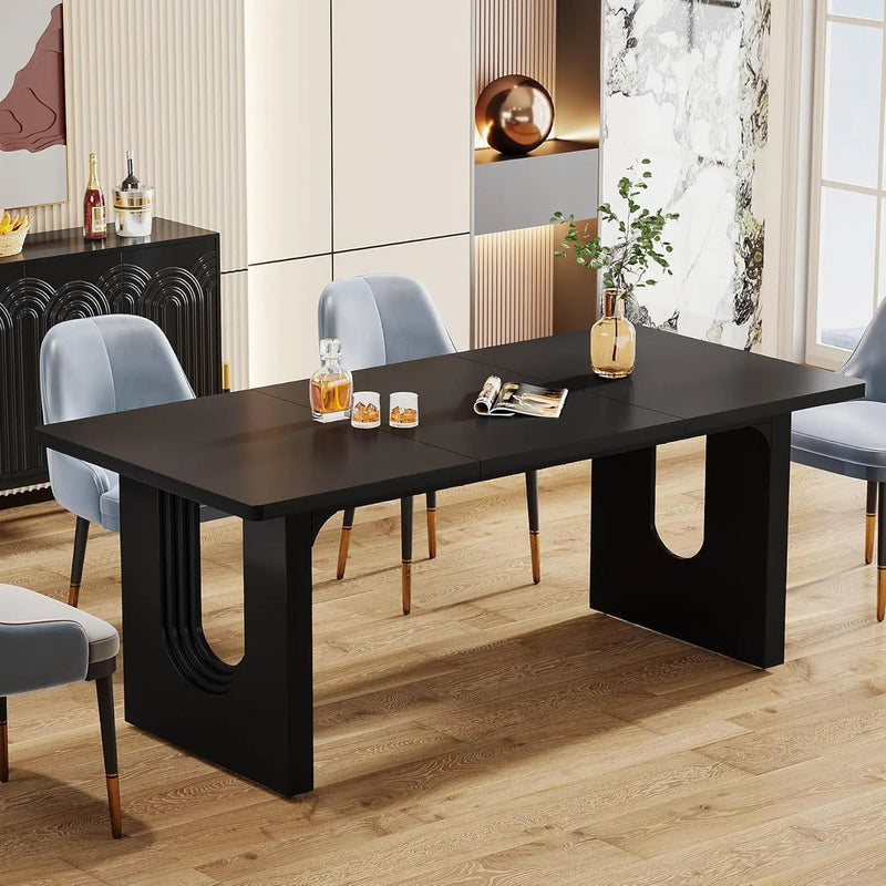 Rectangular Dining Table For 6 - 8 People With Pedestal Base by HouseOfZazla