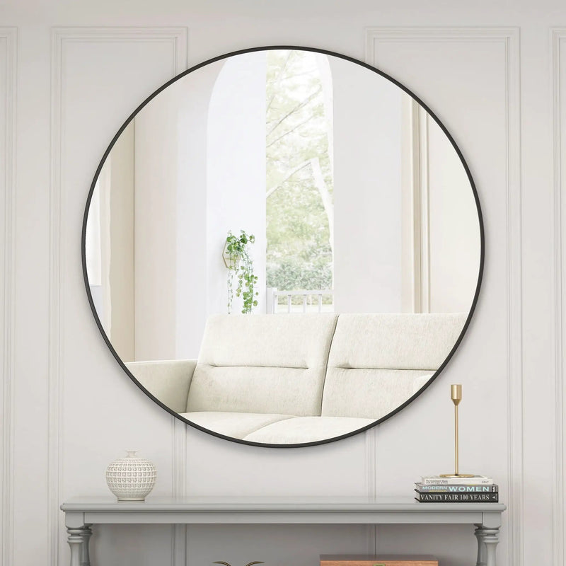 Wall Circular Mirror Metal Framed Mirror Round Vanity Mirror Dressing Mirror, For Bathroom, Living Room, Bedroom Wall Decor by Unique Piece Furniture