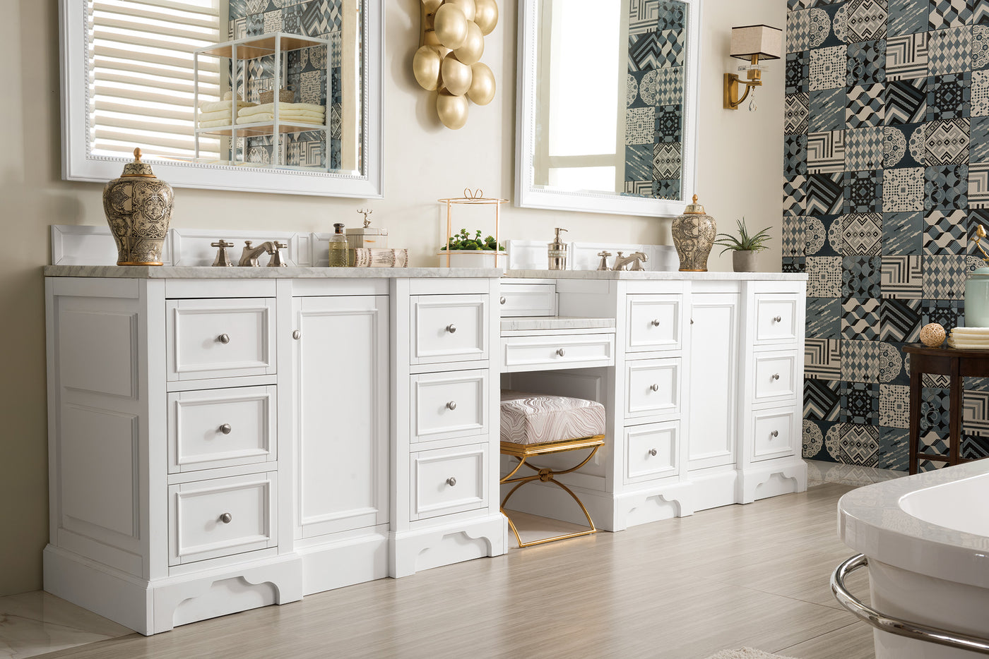 James Martin De Soto 118" Double Bathroom Vanity, Bright White, view 5