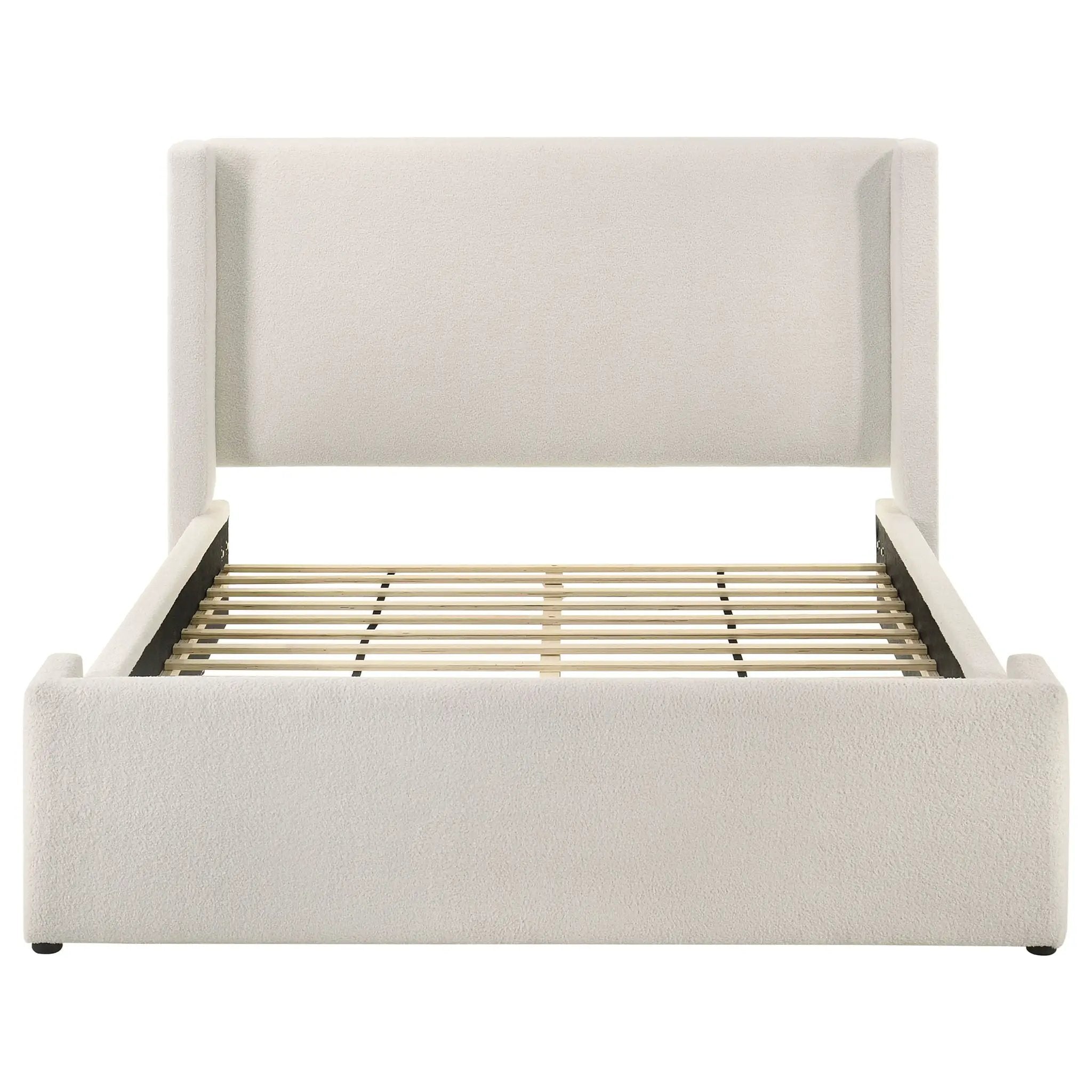 Alamosa Boucle Upholstered Queen Wingback Bed White by Unique Piece Furniture