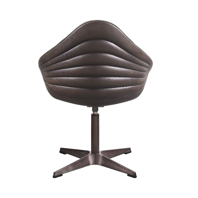 Pipino - Top Grain Leather Accent Chair With Swivel - Antique Ebony by Unique Piece Furniture