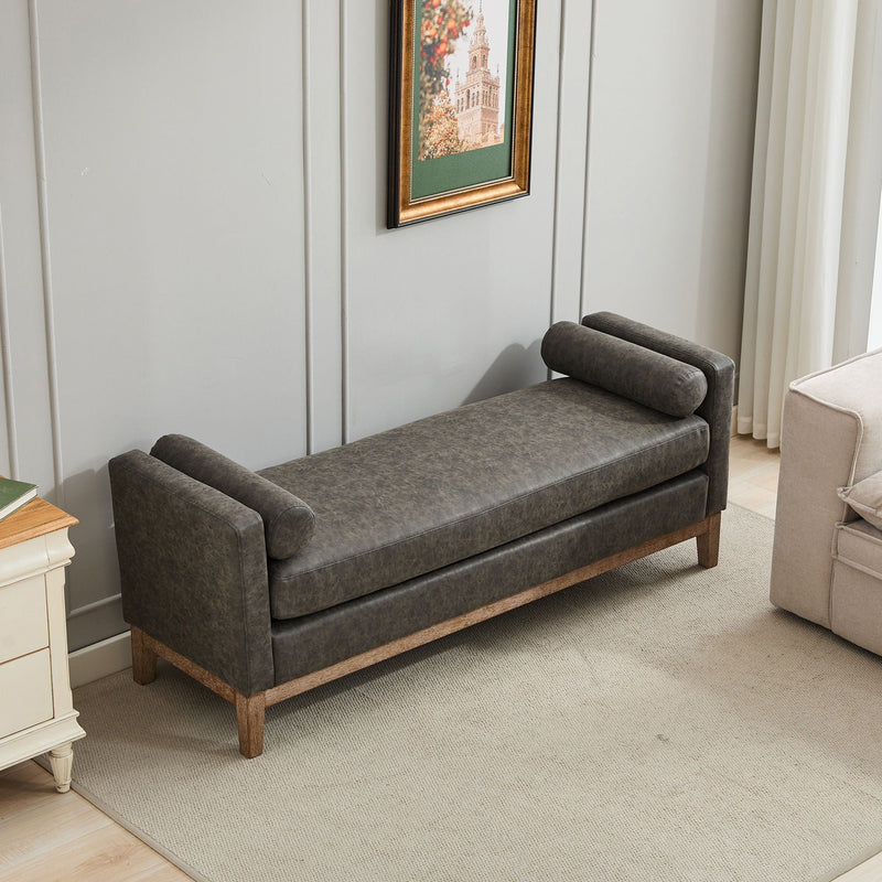 Elegant Upholstered Bench Daybed Ottoman With Bolster Pillows by HouseOfZazla