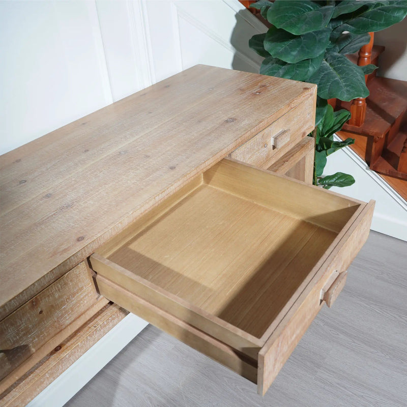 Rustic Wood Console Table With 3 Drawers Entryway Table For Hallway, Foyer, Or Office - Natural / Natural & Light Brown / Natural Wood / Natural Wood Wash / Natural / Rustic by HouseOfZazla