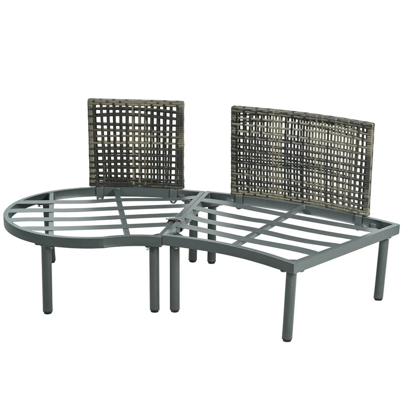 6 Piece Patio Set, Half Moon Outdoor Sectional Sofa With 2 High Low Coffee Tables, 4 Pillows & Cushions by HouseOfZazla