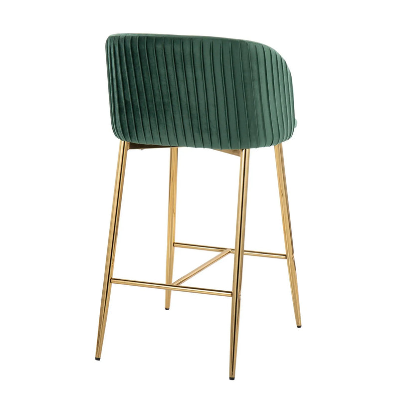 Fran - Pleated Contemporary / Glam Fixed Height Counter Stool (Set of 2) by HouseOfZazla