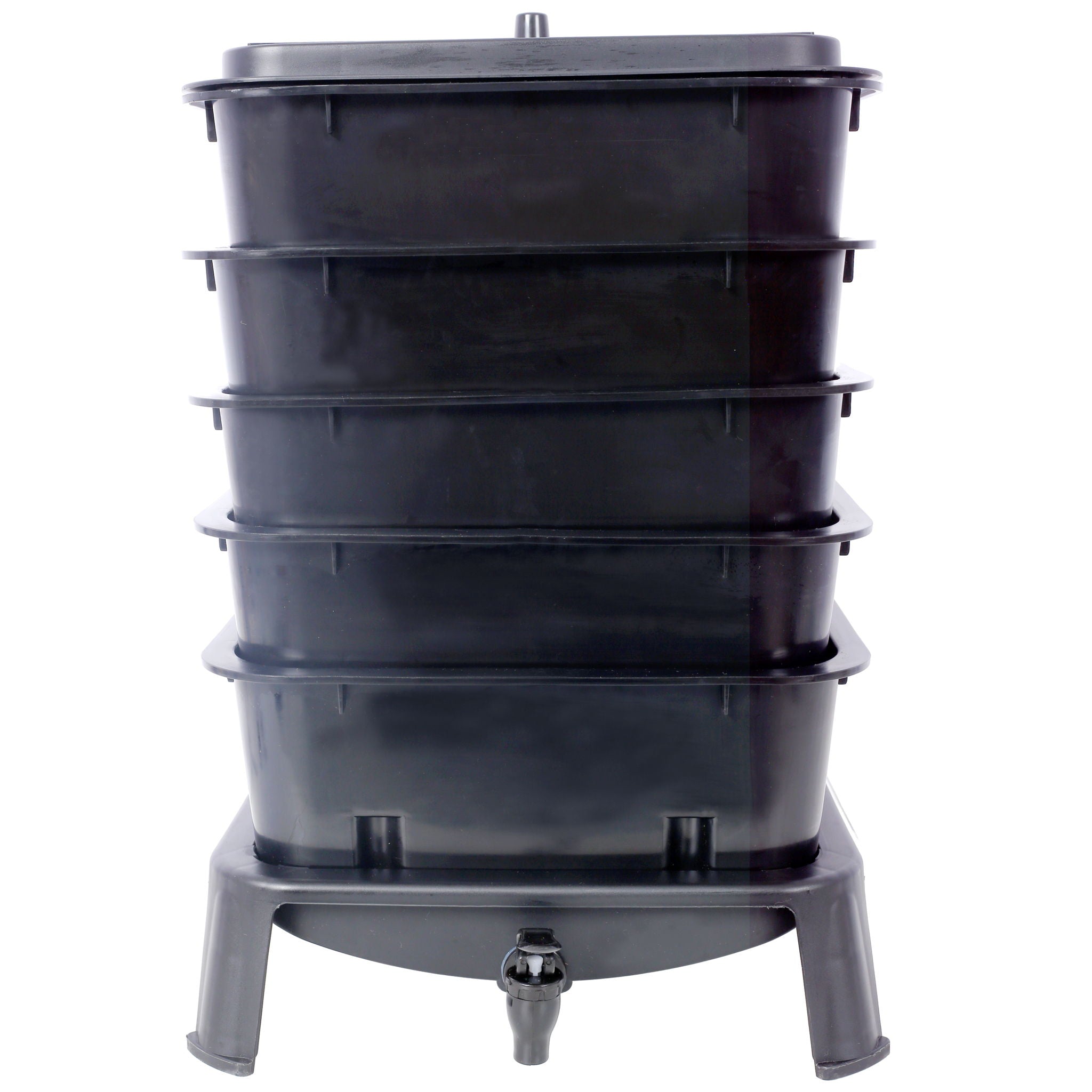 Eco Friendly 5 Layer Worm Compost Bin With 50L Capacity, Easy Setup Plastic Worm Farm Kit - Black by HouseOfZazla