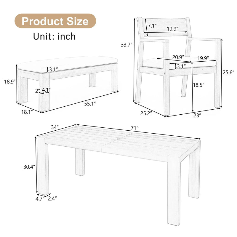 Outdoor Dining Set Rectangular Table With Umbrella Hole by Unique Piece Furniture