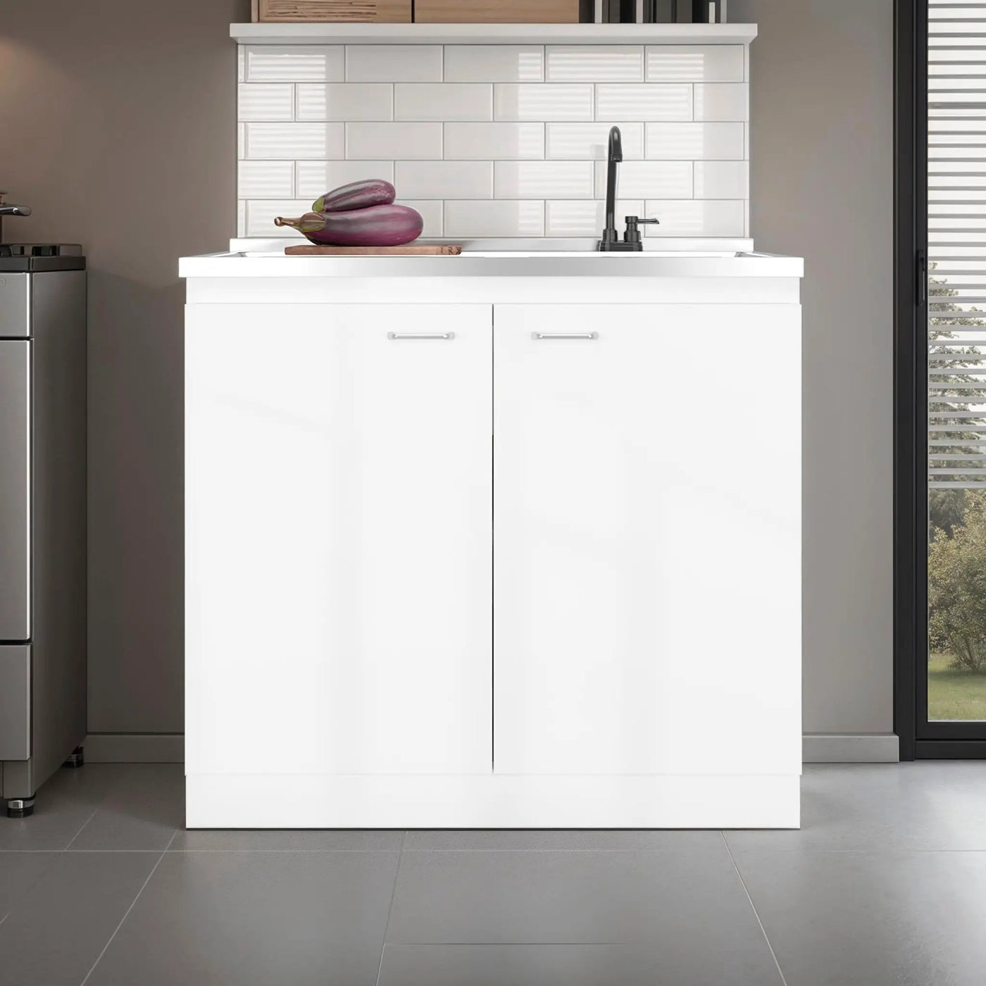 Salento Freestanding Sink, Double Door Cabinet, Two Shelves by HouseOfZazla