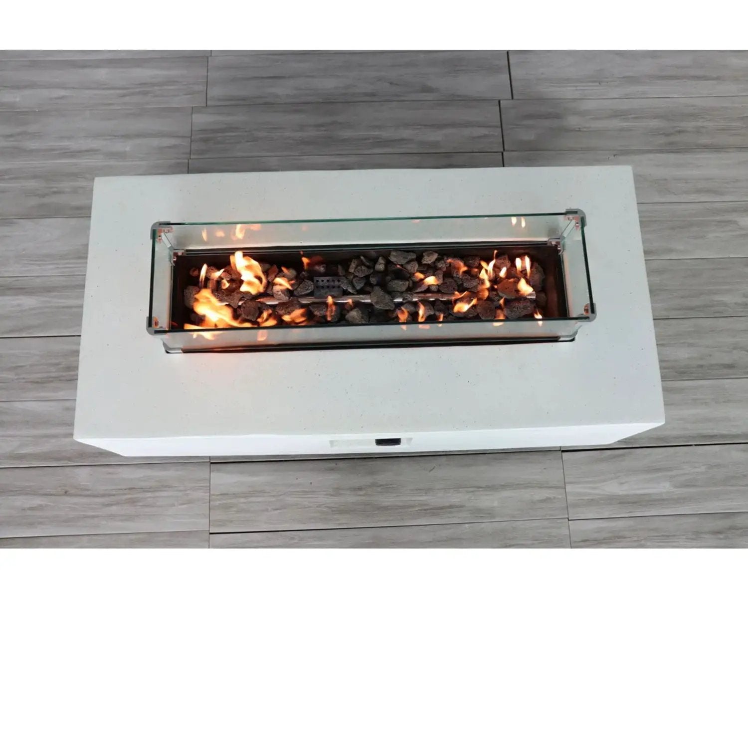 Rectangular Propane Fire Pit Table With Fiber Reinforcement And Adjustable Flame Control - Gray by Unique Piece Furniture