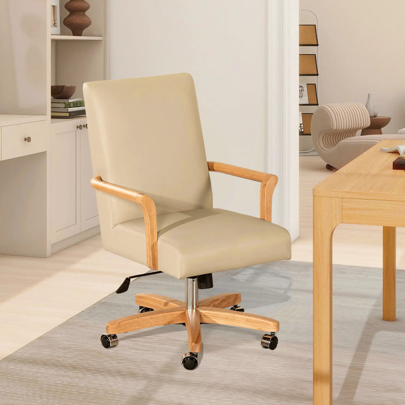 Dumont - Modern Farmhouse High Back Executive Home Office Chair - Neutral Cream Beige / Natural by Unique Piece Furniture