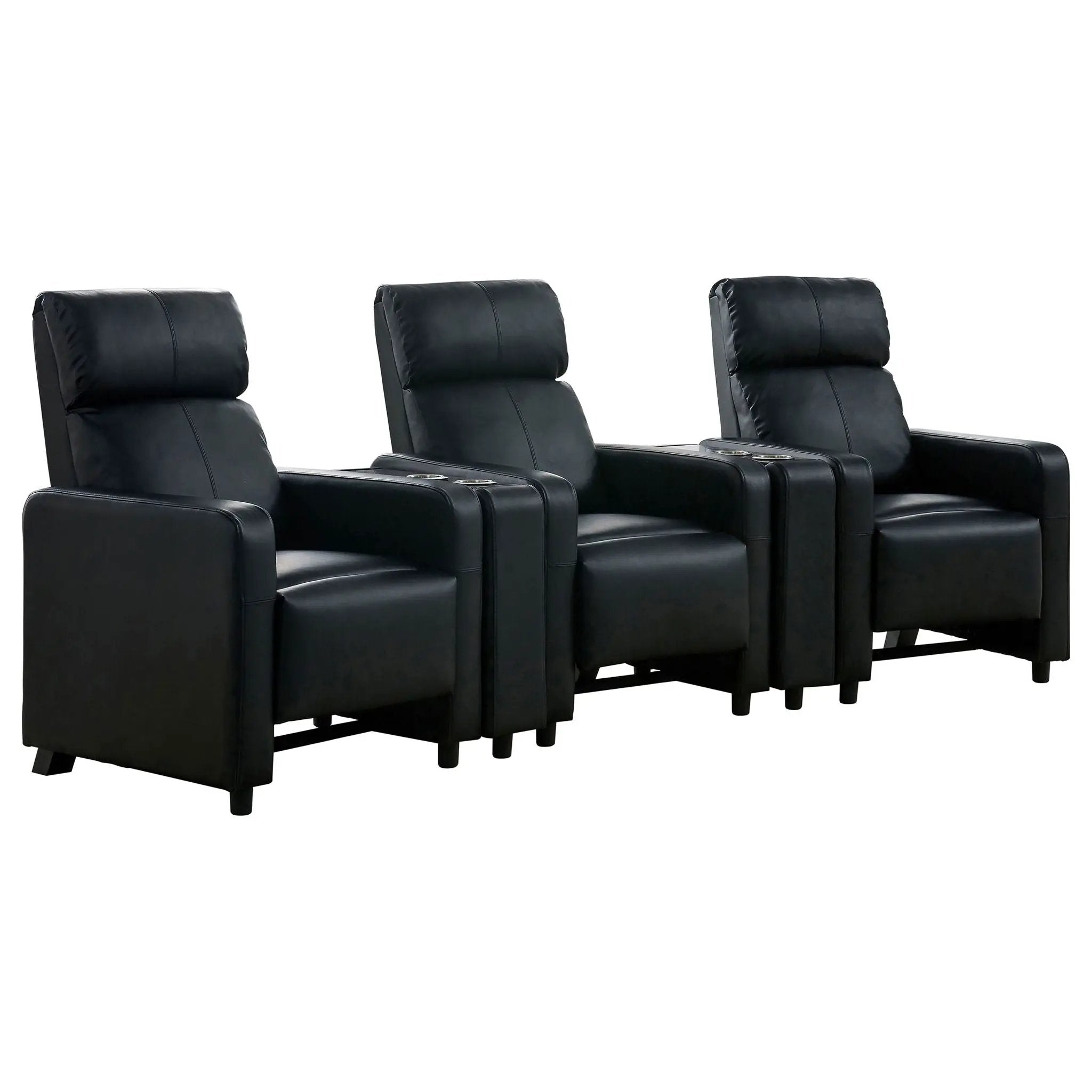 Toohey Upholstered Tufted Recliner Living Room Set Black by Unique Piece Furniture