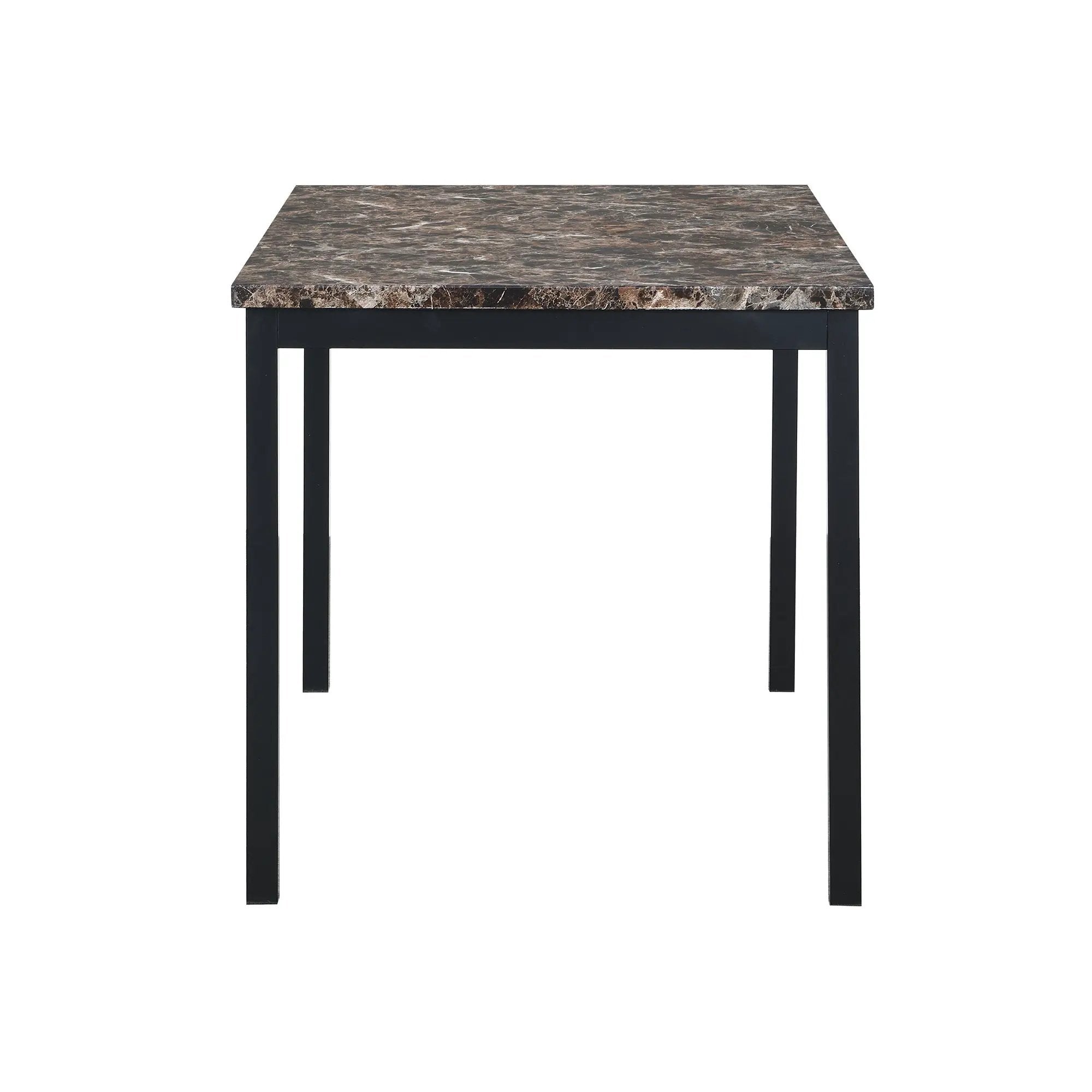 Furniture 5 Piece Metal Dinette Set with Faux Marble Top - Black by HouseOfZazla