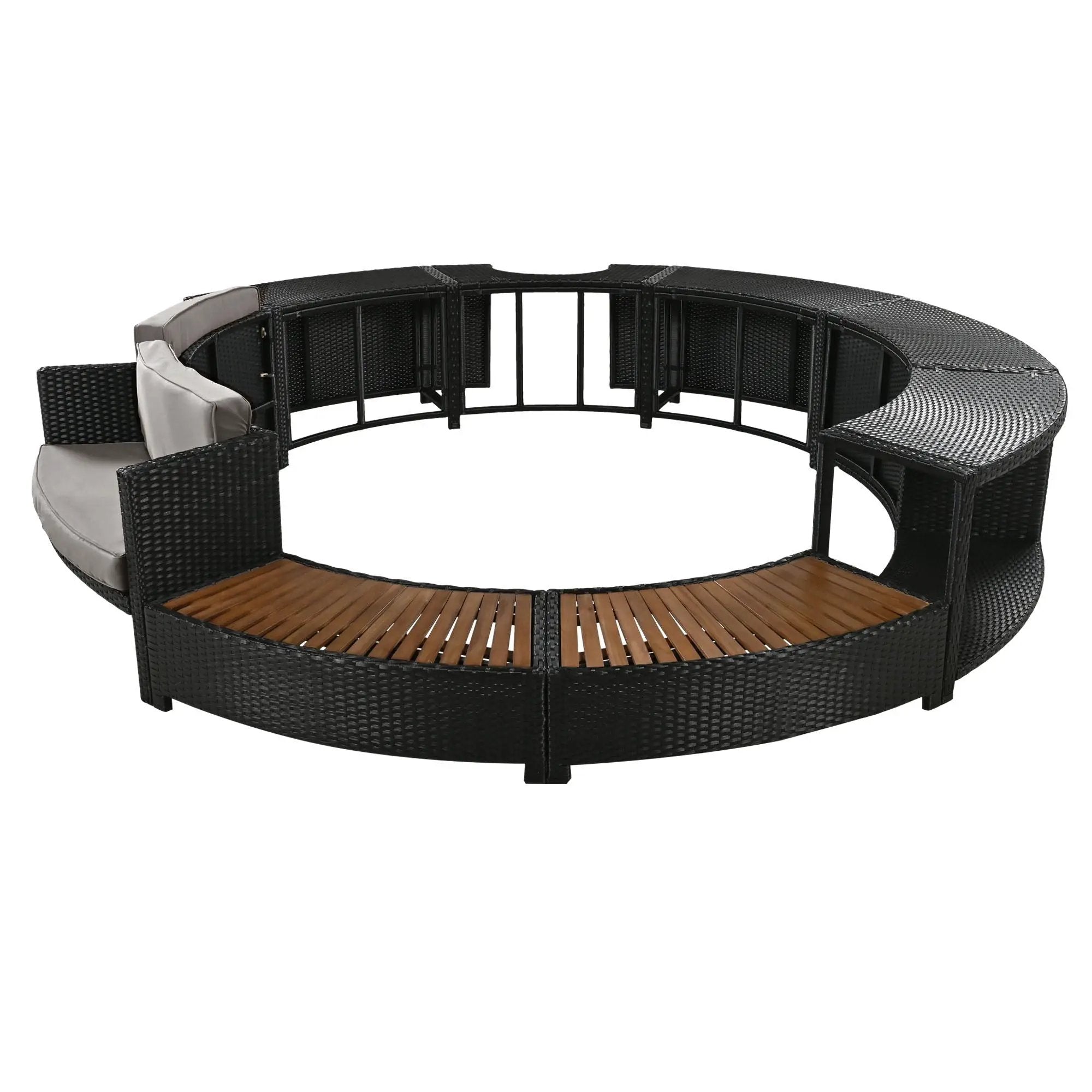 Spa Surround Spa Frame Patio Rattan Sofa Set With Storage Spaces, Mini Sofa And Comfortable Cushion For Patio, Backyard by HouseOfZazla