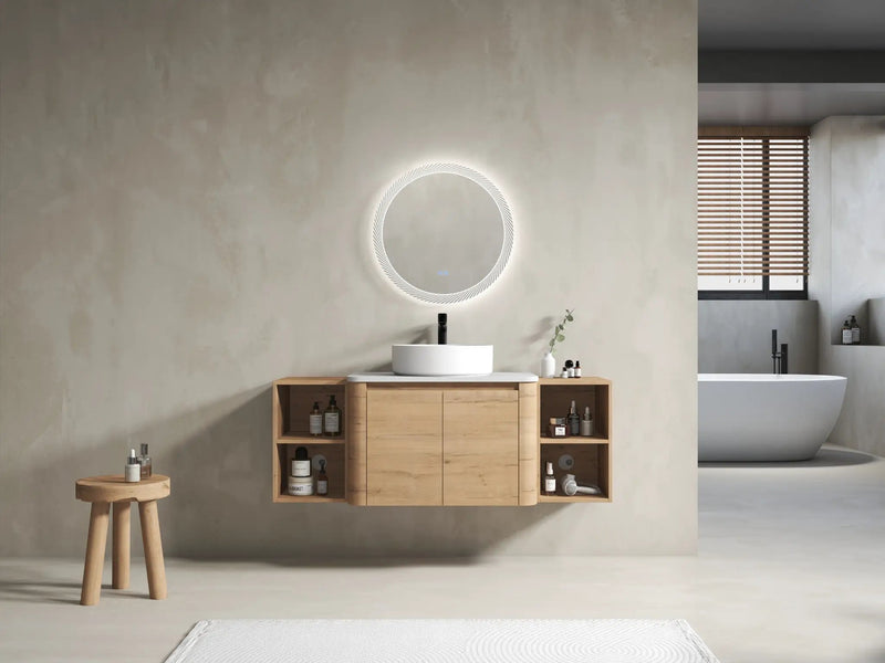 54" Wall-Mounted Bathroom Vanity With Ceramic Art Sink by HouseOfZazla