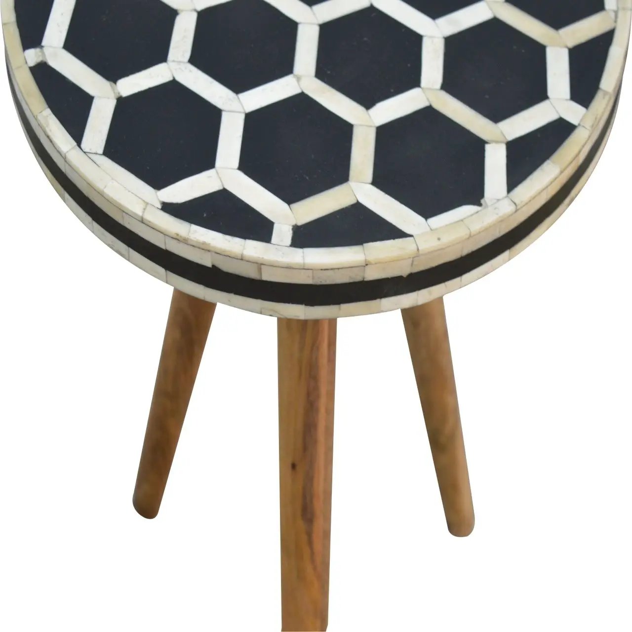 Inlay Bone Tripod Stool - Beige / White by Unique Piece Furniture