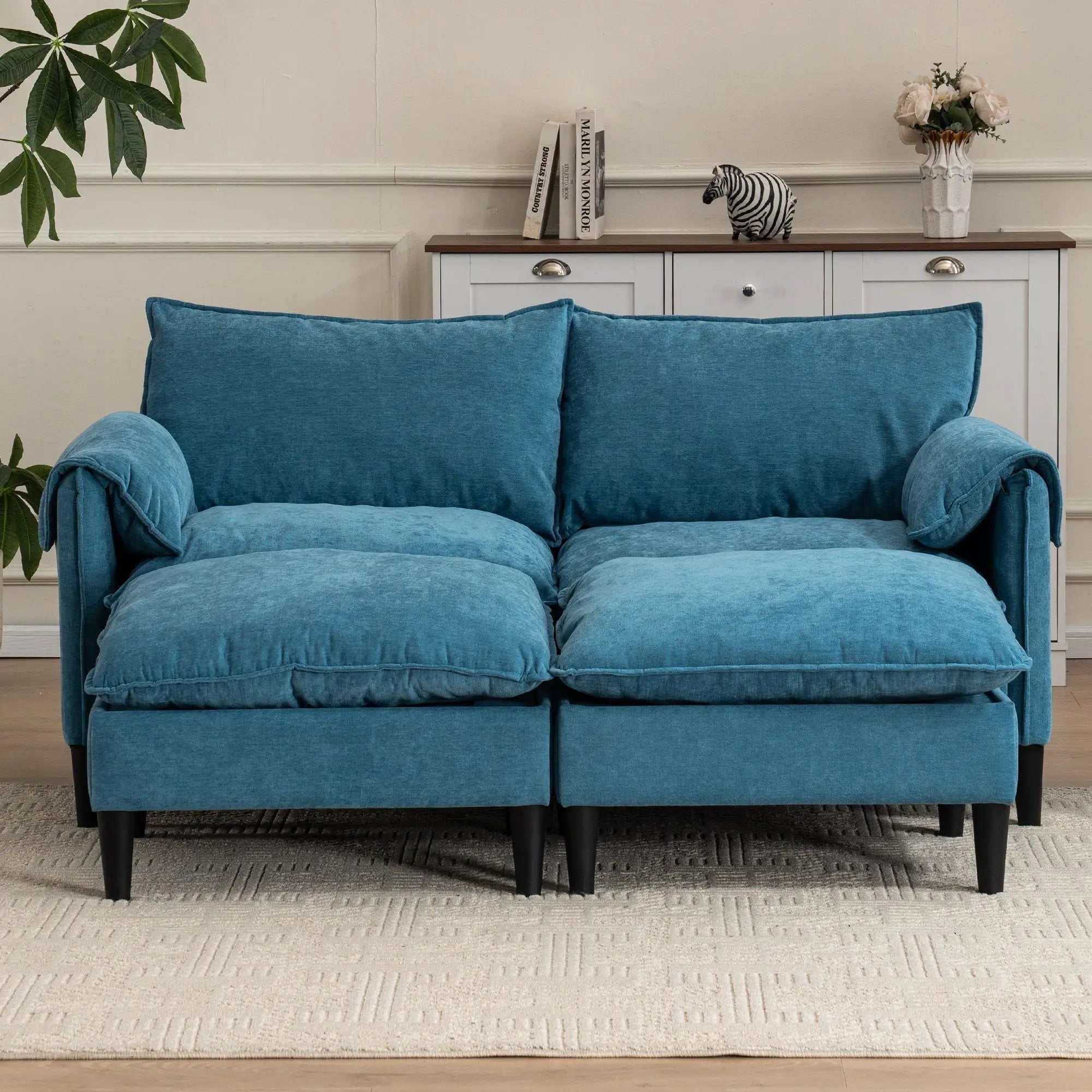 Convertible Combination Sofa With Footstools With Storage by HouseOfZazla