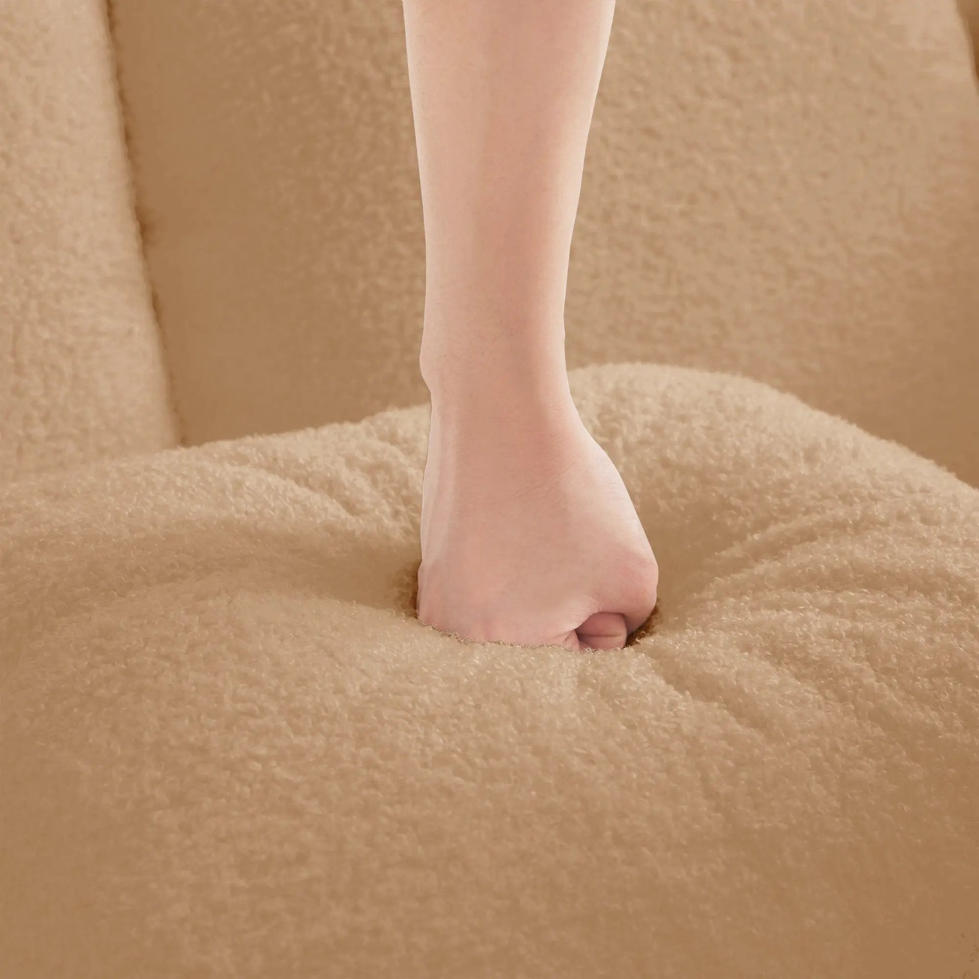 Elysees Left Chaise Sofa With Pillows Teddy Fabric - Camel by HouseOfZazla