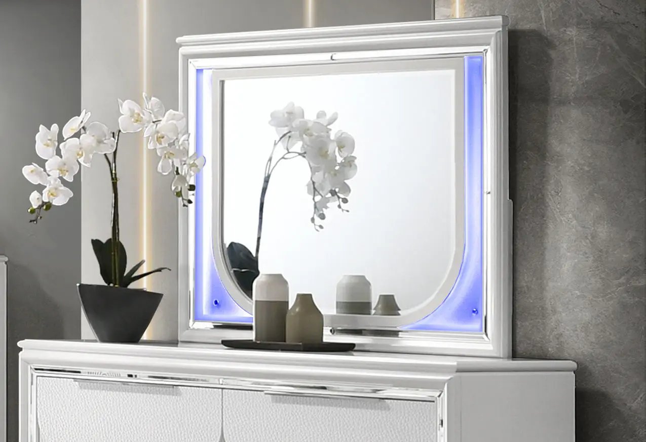Tarian - Mirror With LED - White by Unique Piece Furniture
