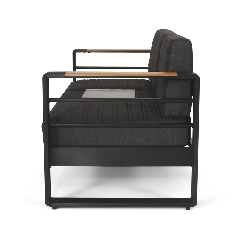 Giovanna 3-Seater Sofa with Aluminum Frame and Water-Repellent Cushions - Black by HouseOfZazla