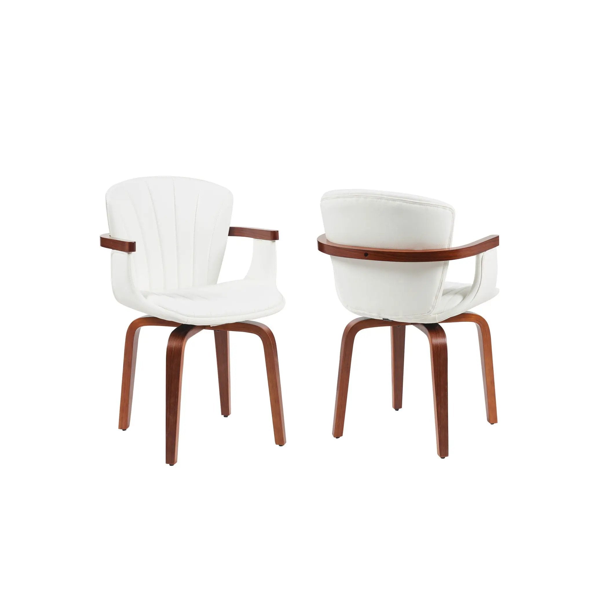 Bentwood Swivel Dining Chairs (Set of 2) - White / Walnut by Unique Piece Furniture