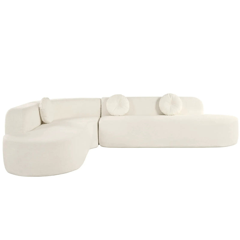 Extra Large Sectional Sofa Soft Fabric Upholstery, Elegant Curved Design With 3 Round Cushions, High-Resilience Foam by HouseOfZazla