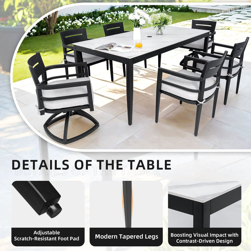 Modern Outdoor Patio Dining Set With Table And Chairs With Sunbrella Cushions by HouseOfZazla
