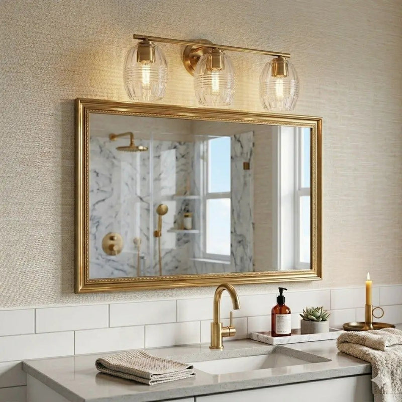 Luster - 3 Lights Vanity With Clear For Bathrooms Above Mirror Wall Lamp Satin - Clear / Gold by Unique Piece Furniture