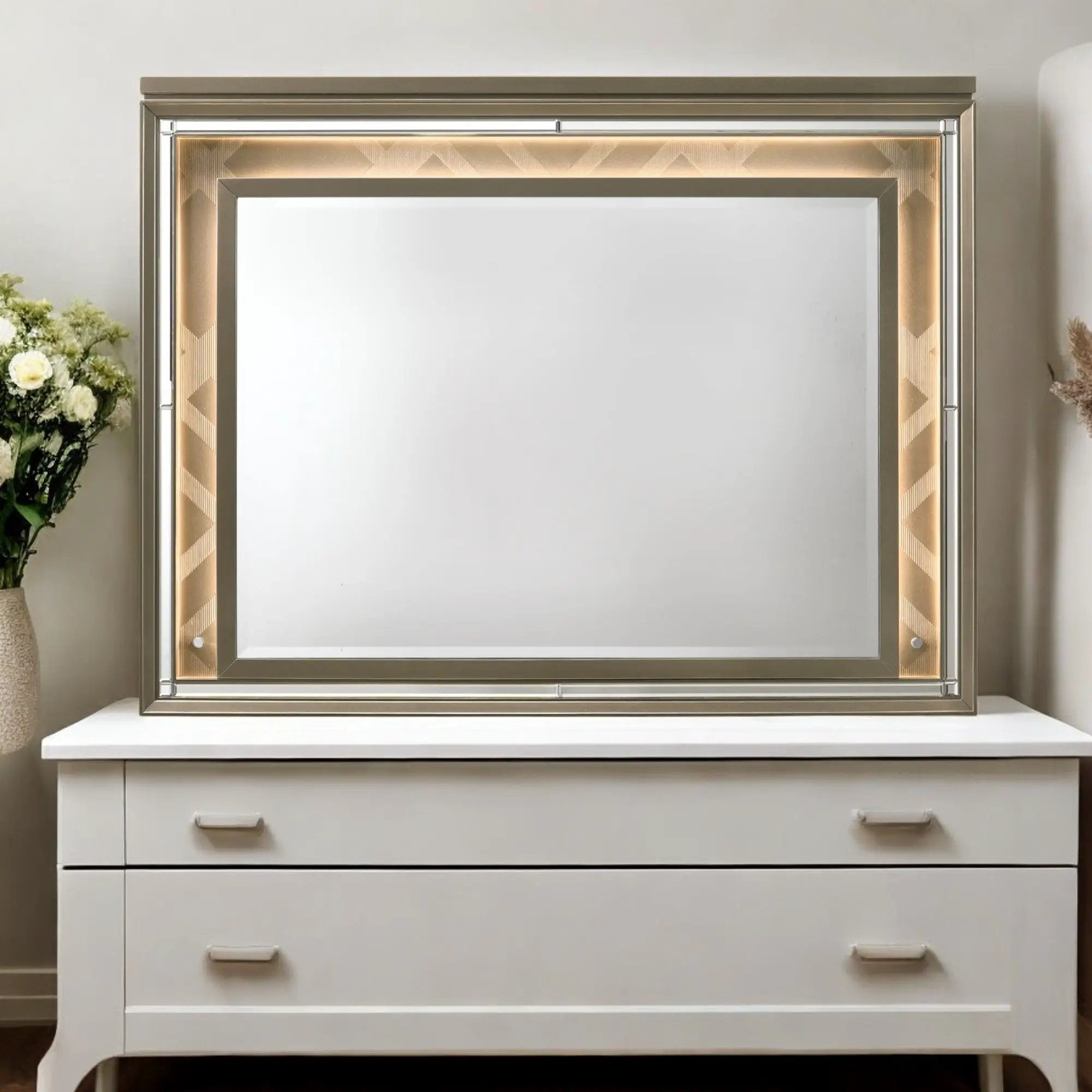 Skylar - Mirror With LED - Champagne by HouseOfZazla