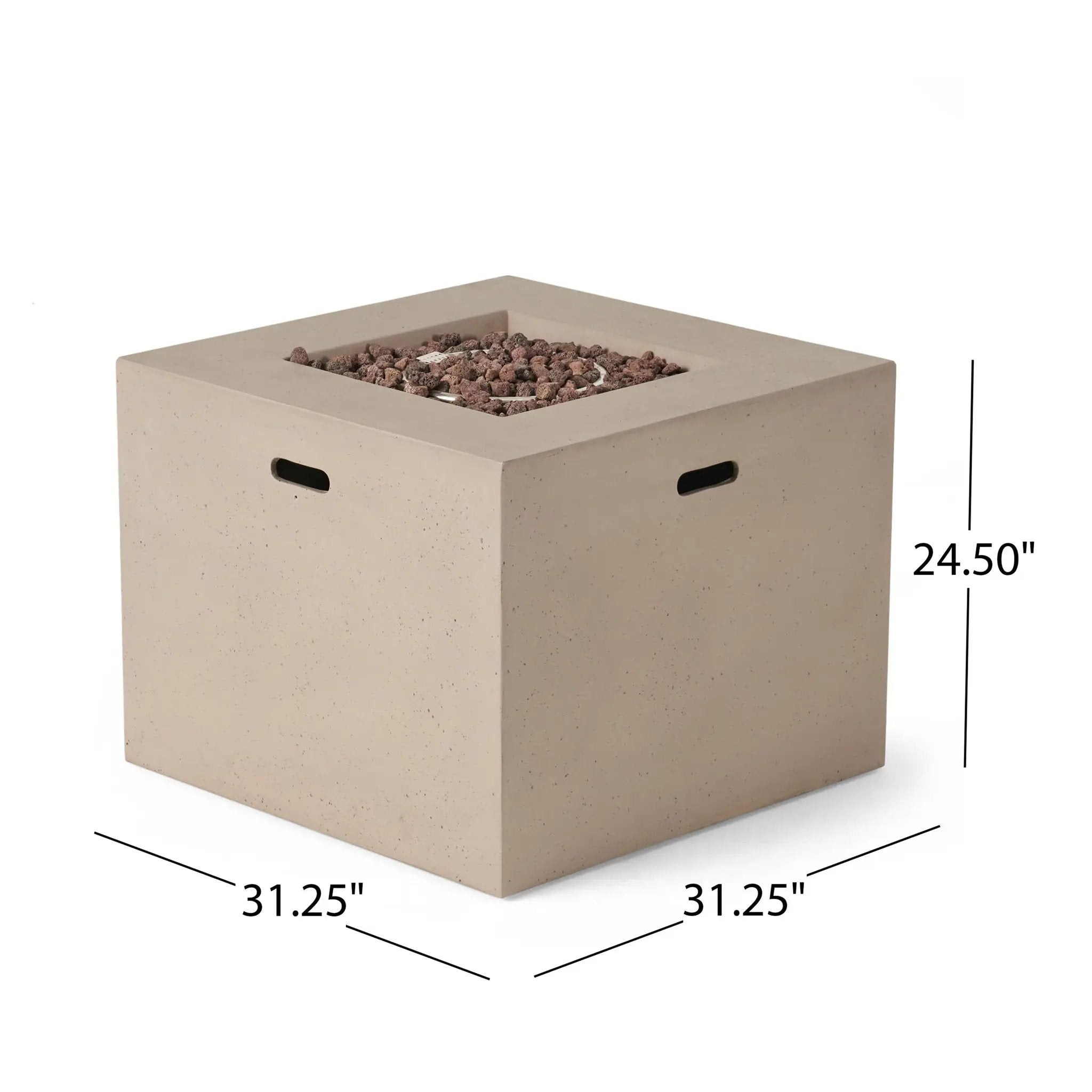 Outdoor Patio Square Gas Burning Concrete Fire Pit 40,000 BTU by HouseOfZazla