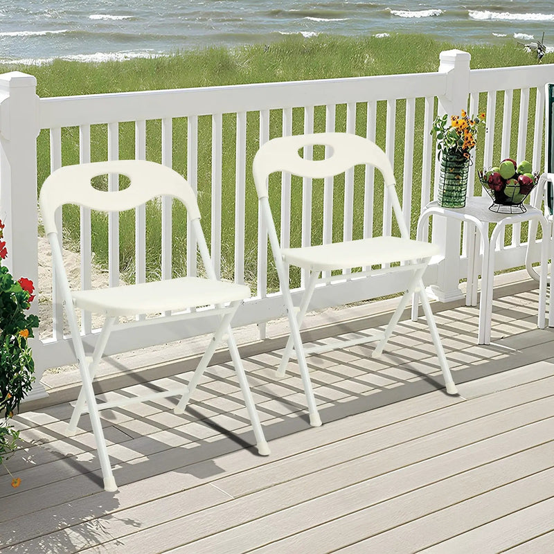 Folding Chairs, Stackable & Waterproof (Set of 4) - White by Unique Piece Furniture