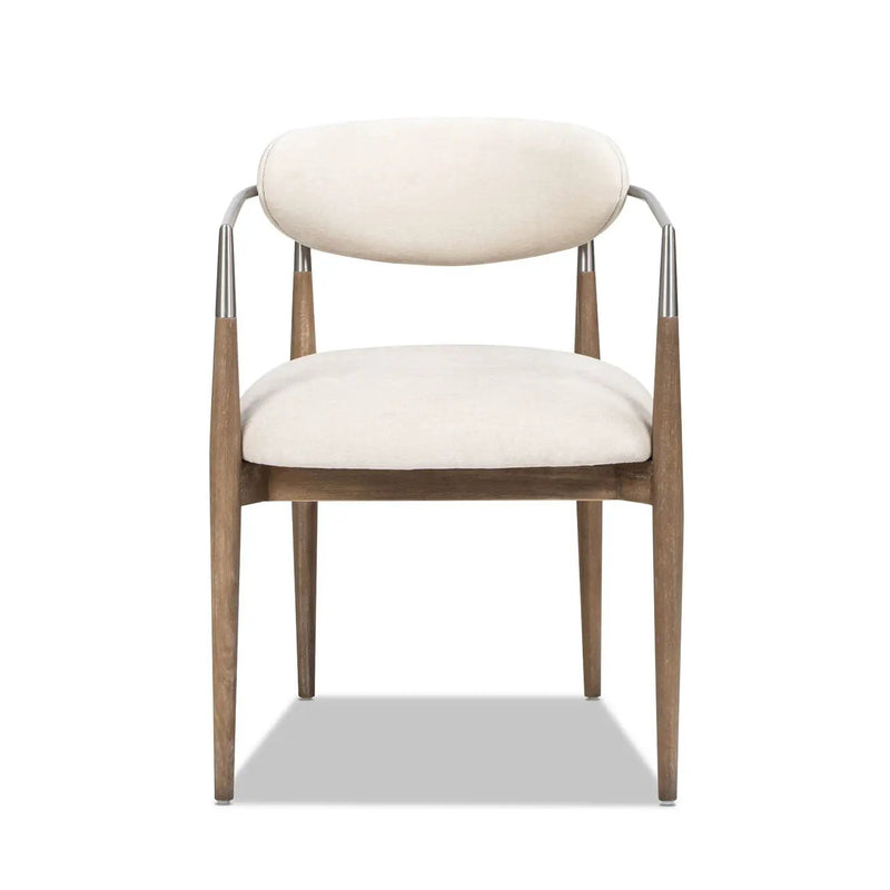 Artemis - Mixed Material Upholstered Dining Arm Chair - Warm White by HouseOfZazla