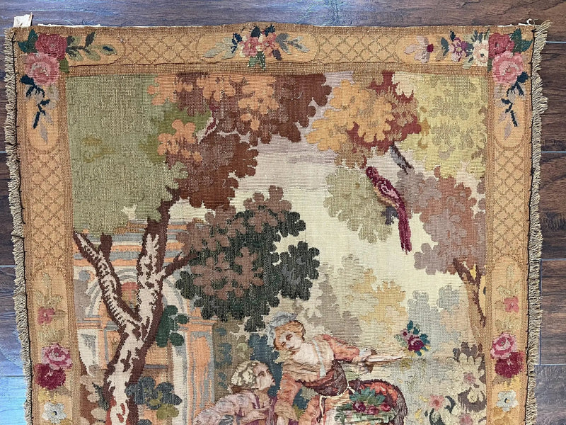 Antique Tapestry 3x4, European French Tapestry, Hand Loomed Victorian Tapestry, Vintage Wool Tapestry 3 x 4 ft by Jewel Rugs