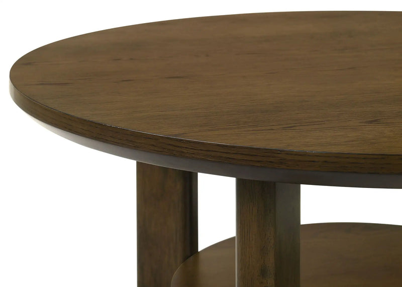 Ottowa 22-Inch Round Wood Side End Table with Shelf Brown by Unique Piece Furniture
