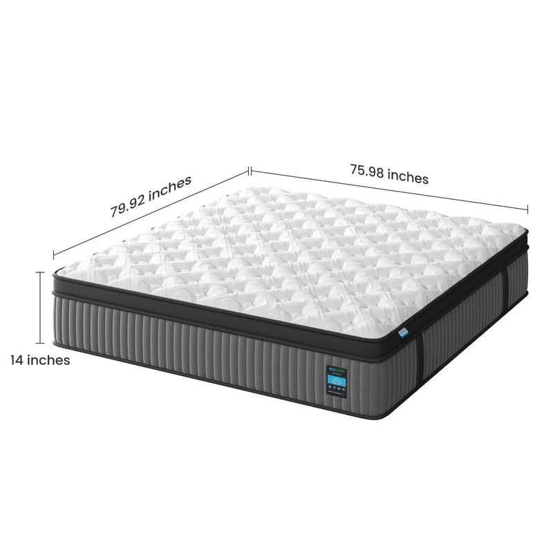 14" King Hybrid Mattress, Memory Foam & Pocket Spring Bed by HouseOfZazla