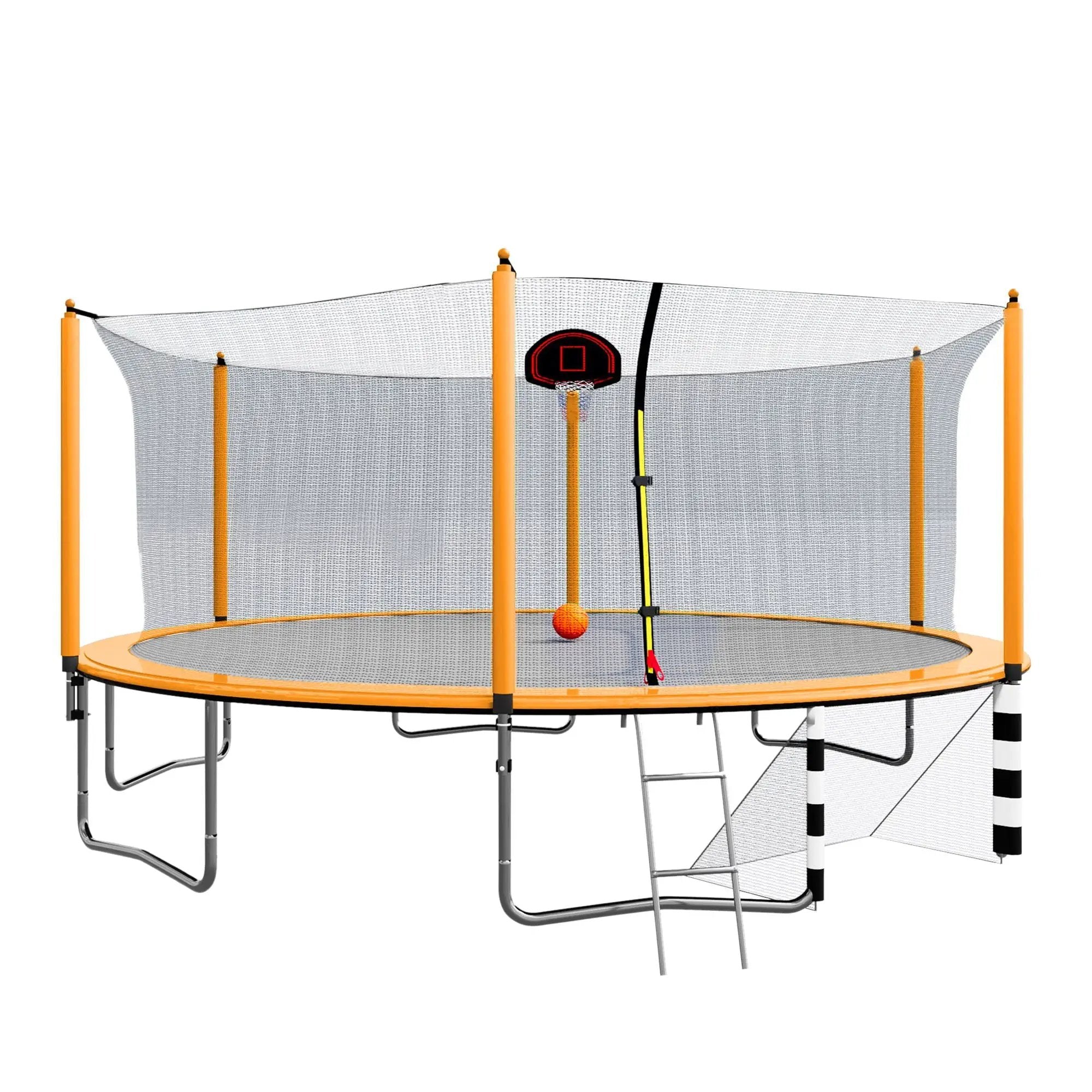 16Ft Trampoline With Basketball Hoop Pump And Ladder (Inner Safety Enclosure) With Soccer Goal by HouseOfZazla