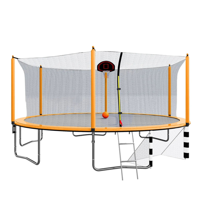 16Ft Trampoline With Basketball Hoop Pump And Ladder (Inner Safety Enclosure) With Soccer Goal by HouseOfZazla