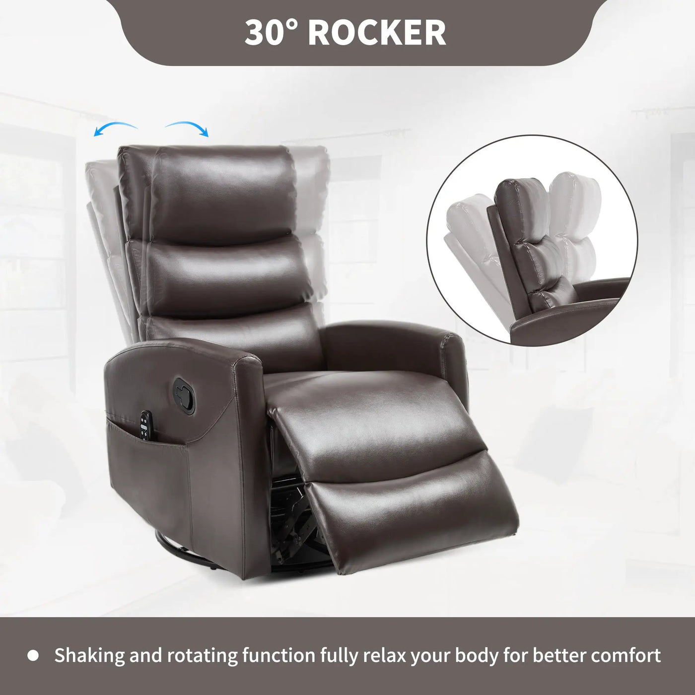 Heat Massage Manual Recliner Chair with Rocker and Swivel by HouseOfZazla