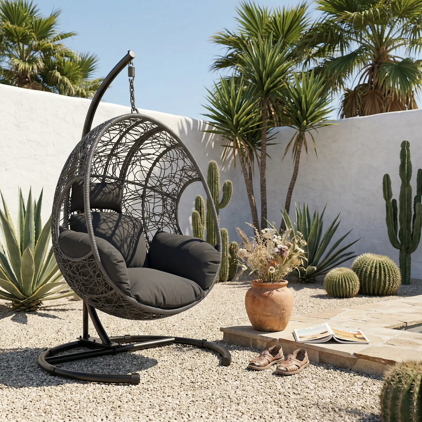 42 Extra Wide U-Base Hanging Egg Chair with Cushion by HouseOfZazla
