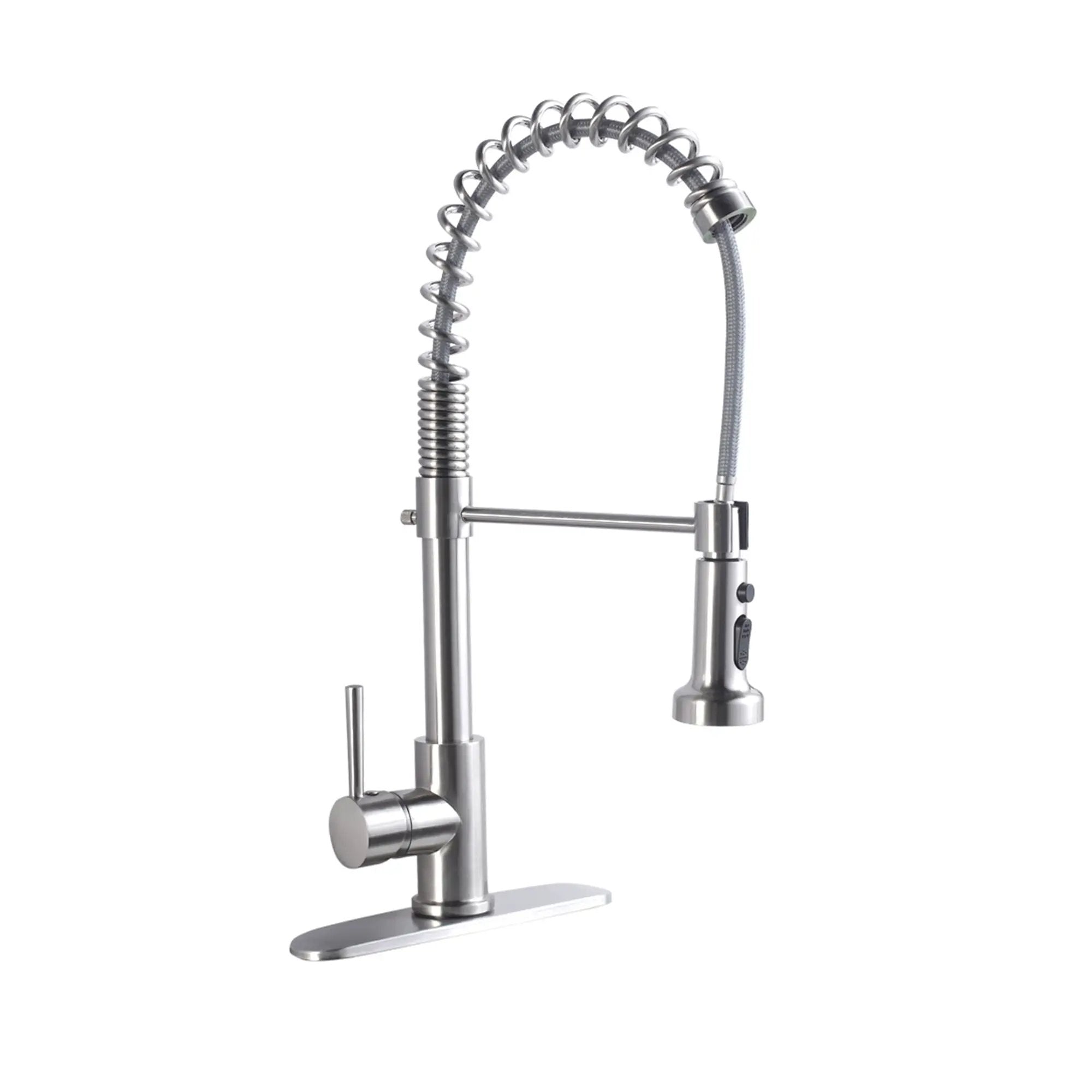21" Commercial Kitchen Faucet With Dual Function Pull Down Sprayhead In, Stainless Steel - Brushed Nickel by HouseOfZazla