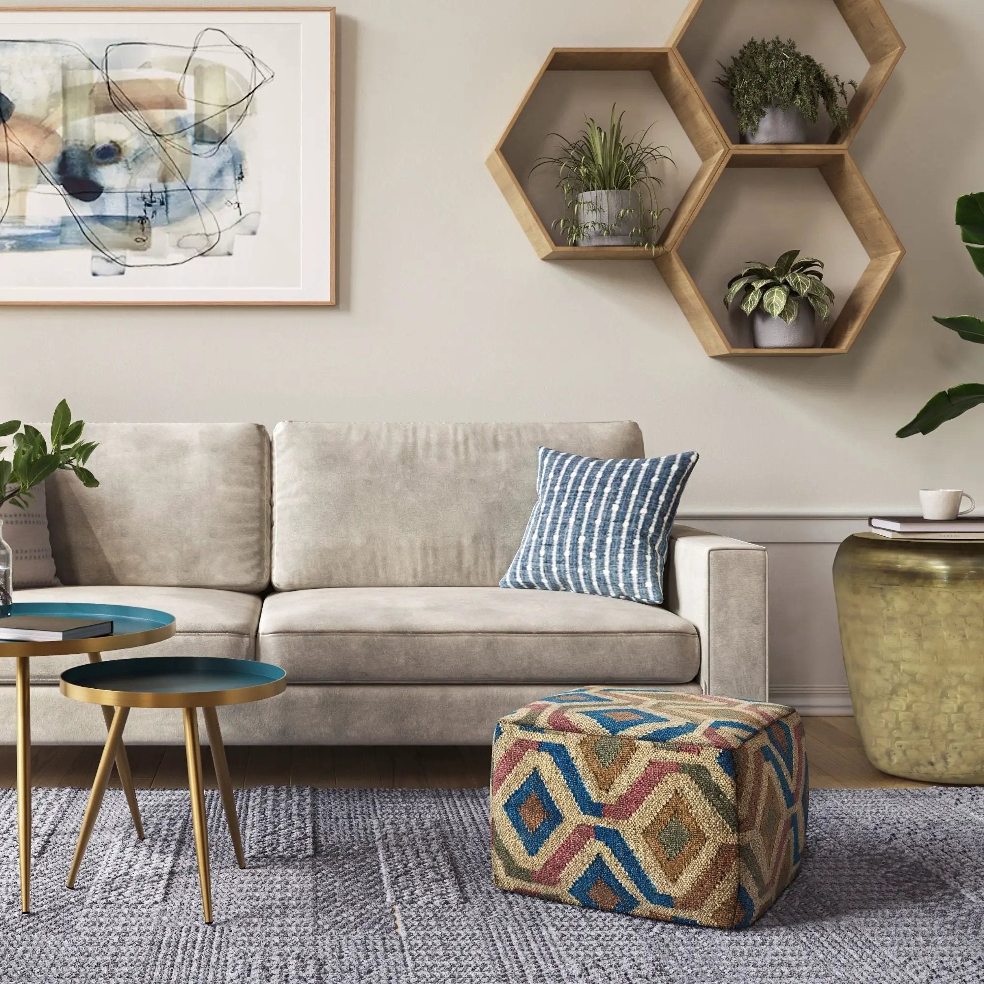 Johanna - Handcrafted Square Pouf by HouseOfZazla