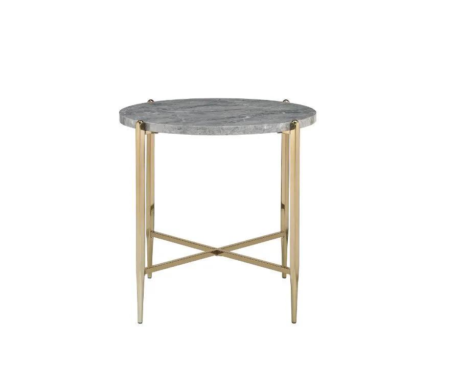 Tainte - End Table - Faux Marble Top & Champagne by Unique Piece Furniture