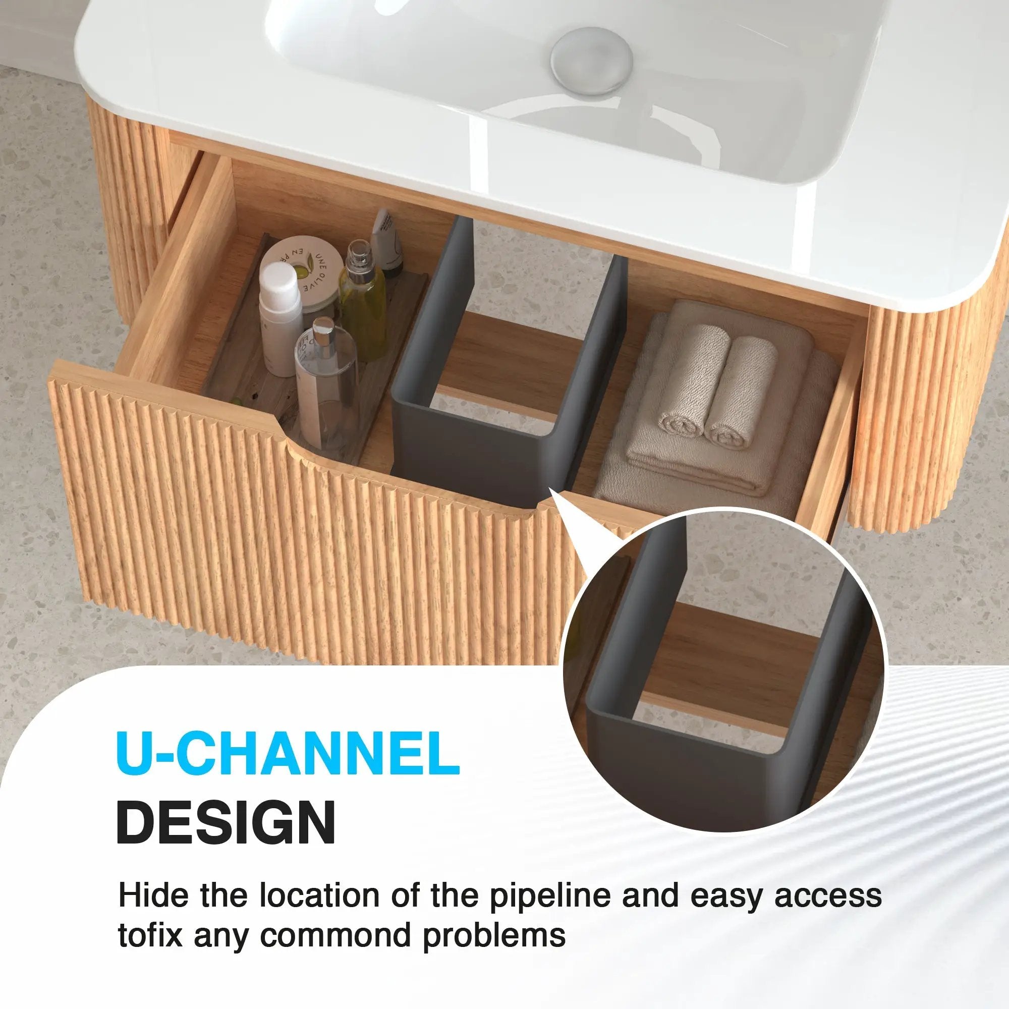 30-Inch Wall-Mounted Floating Solid Wood Bathroom Vanity by HouseOfZazla