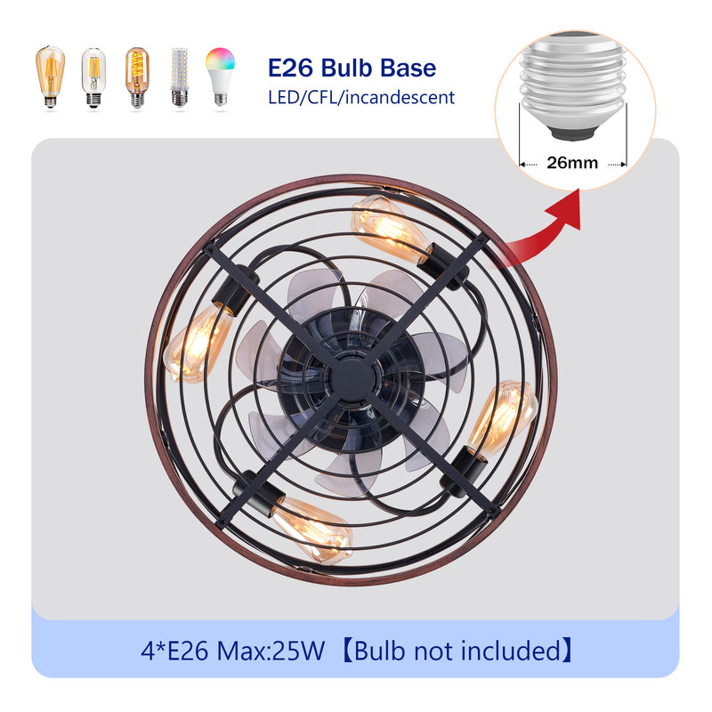 20'' Mounting Type Caged Ceiling Fan with Lights and Remote Control by HouseOfZazla