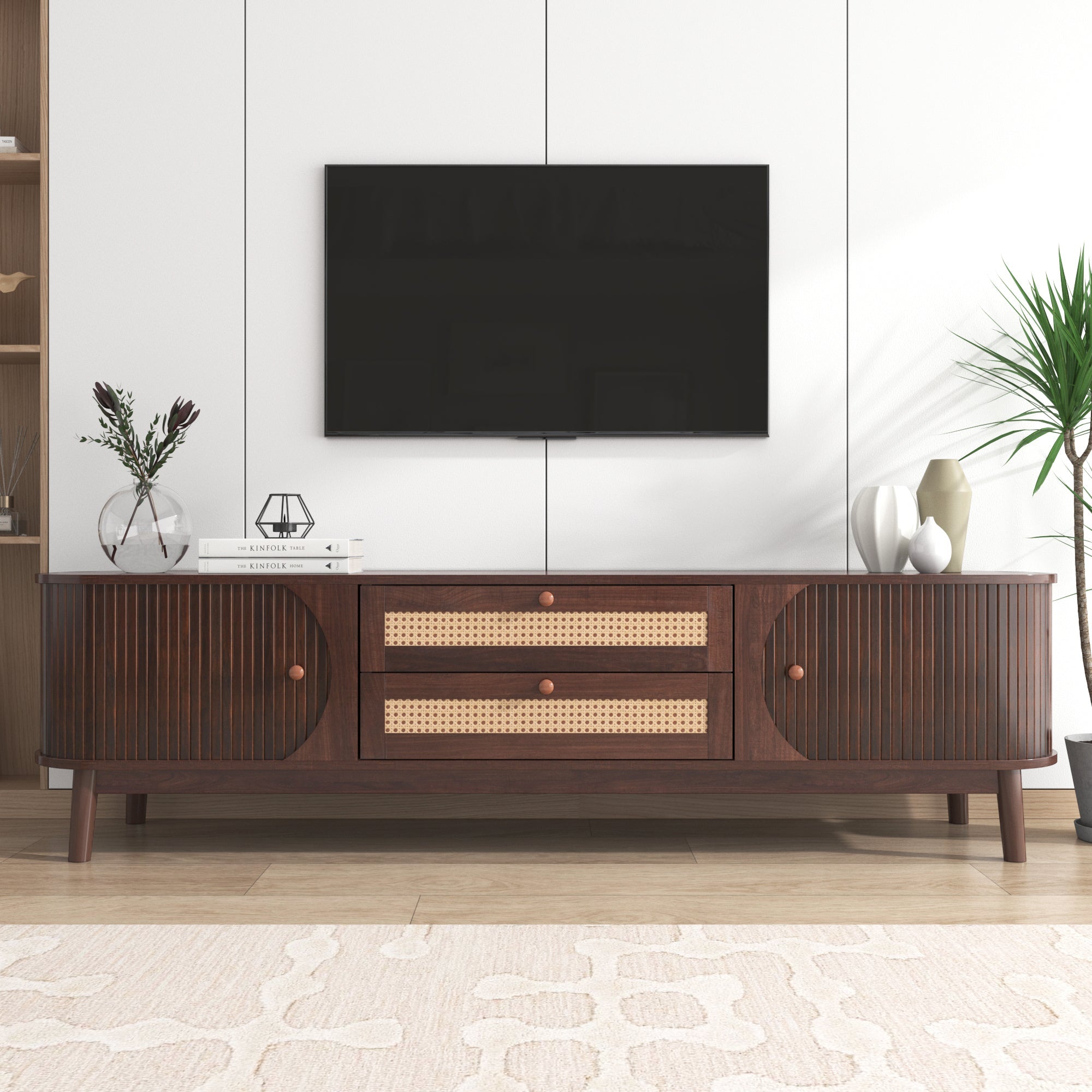 Modern Farmhouse Rattan TV Stand by BLAKHOM